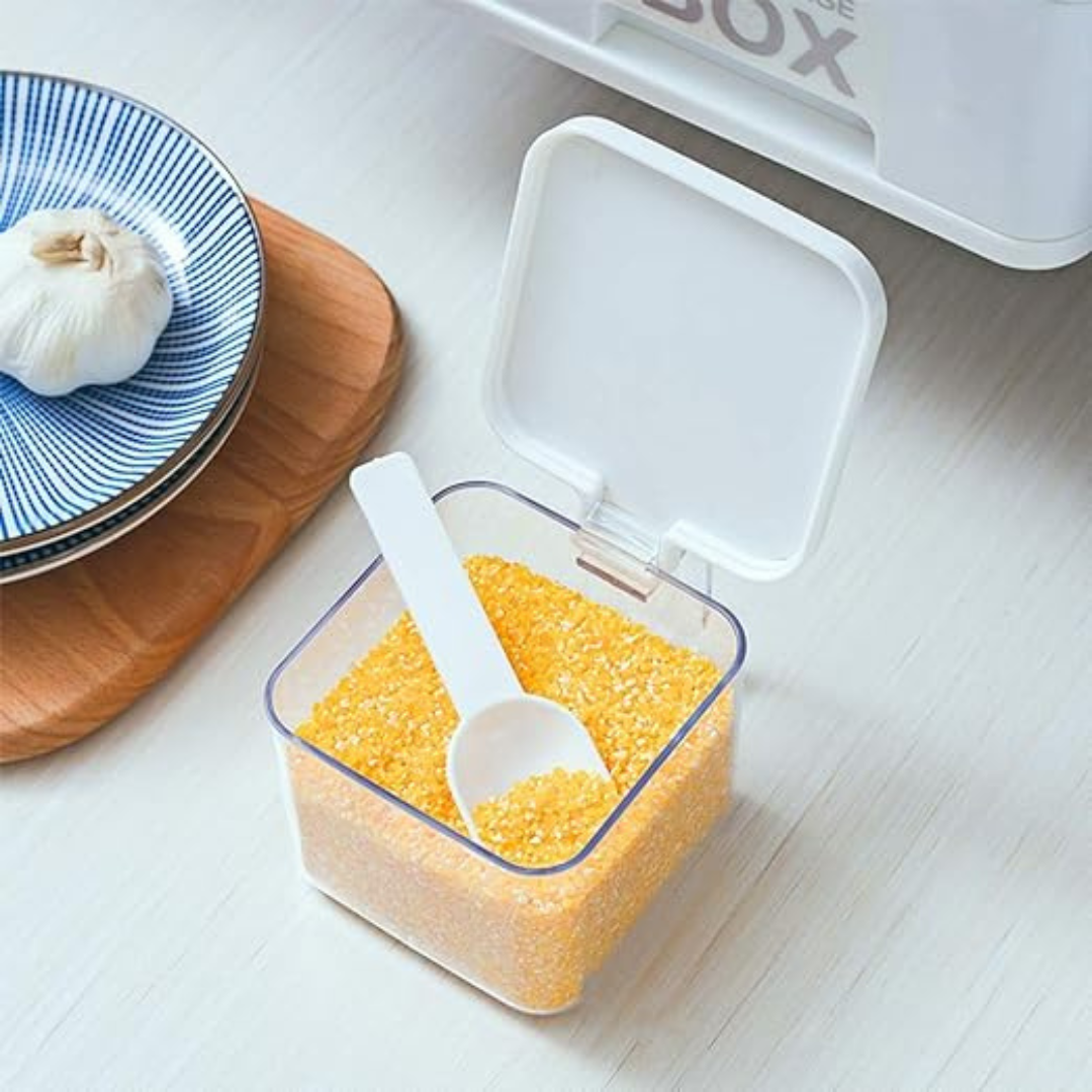 Storage Box Spice Rack 6 Pieces Set Easy To Assemble &Amp; Disassemble With Spoon Seasoning Box