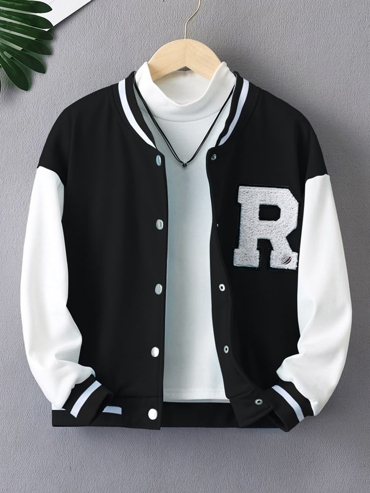 Varsity Jacket for Girls and Boys - Iconic R Printed Varsity Baseball Jacket for Men and Women - Durable and Trendy Varsity Jackets for Teens - Perfect for Casual Outings or Sports Events - Unisex Varsity Jacket for Baseball Fans of All Ages - Gookarts