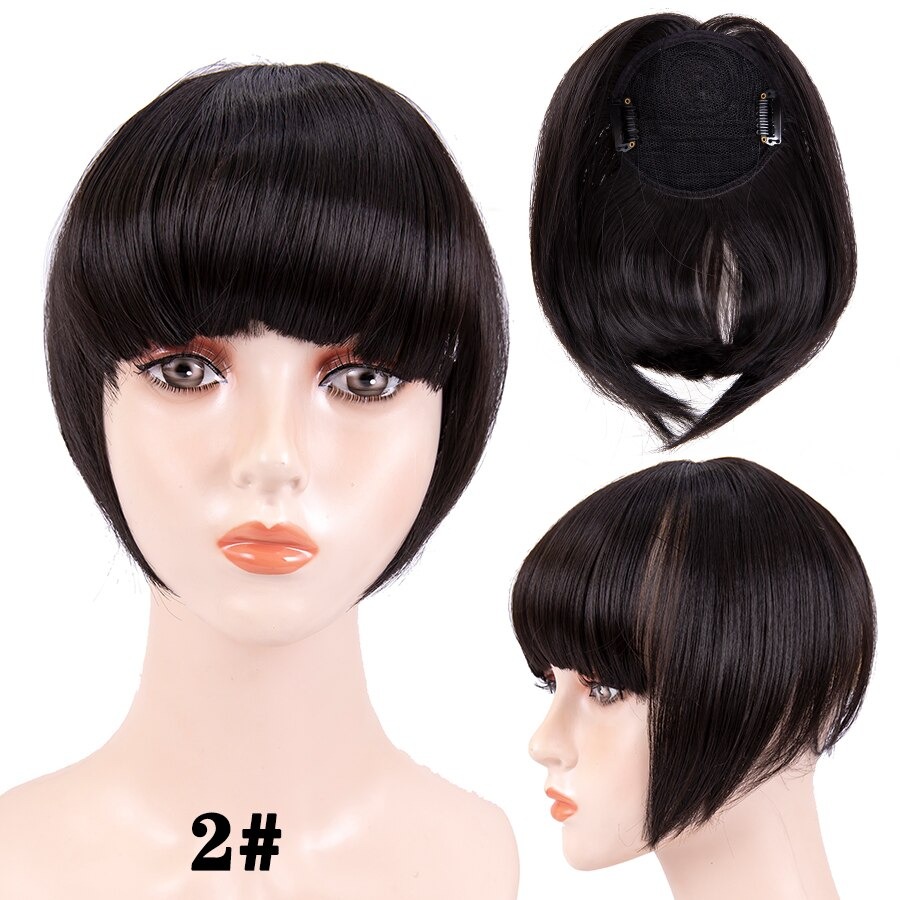 Fringe Bangs Clip Ons 6 Inch Short Straight Front Neat-natural hair color