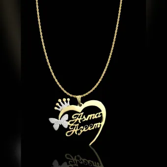 Tiny Heart Love Design Gold Plated Single Name Locket Get Any Personalized Name Necklace For Gift Item Customized Jewelry Online Name Necklace Design Gold Plated Buy Online Pakistan Buy Online At Best