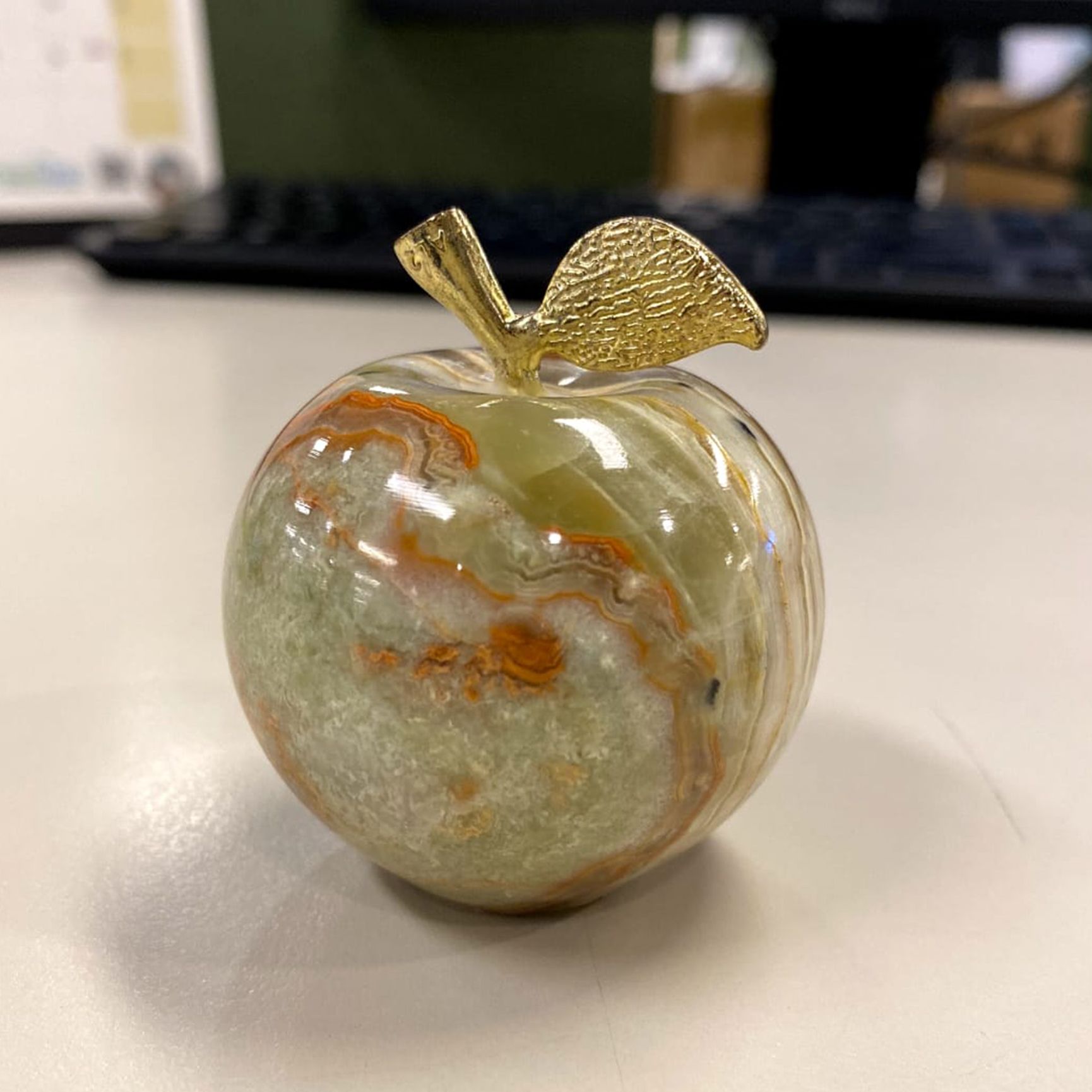 2 Inch Handmade Marble Apple Set - Decorative Paperweight for Home & Office