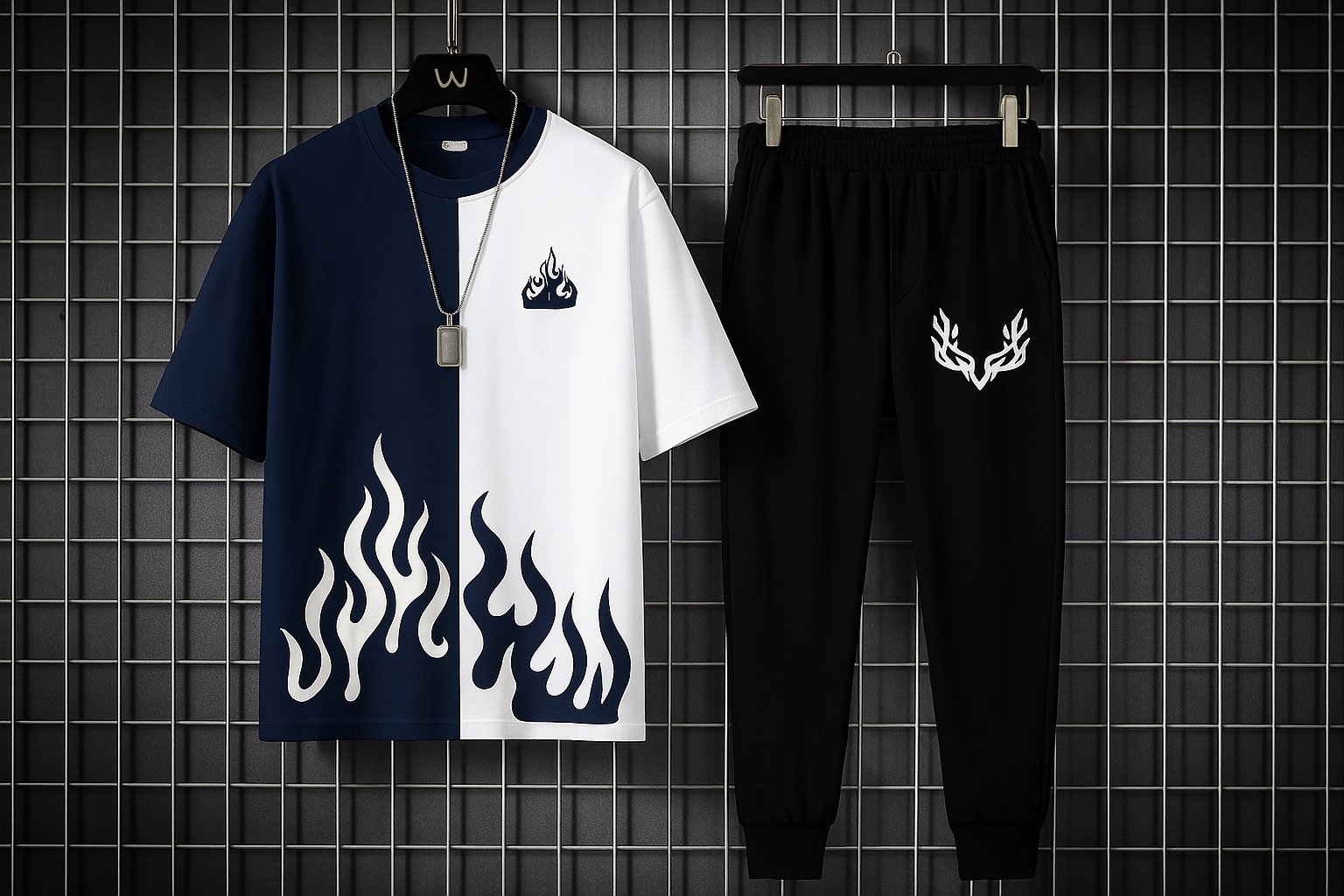 New trendy fired printed black & white premium quality tracksuit for men and boys