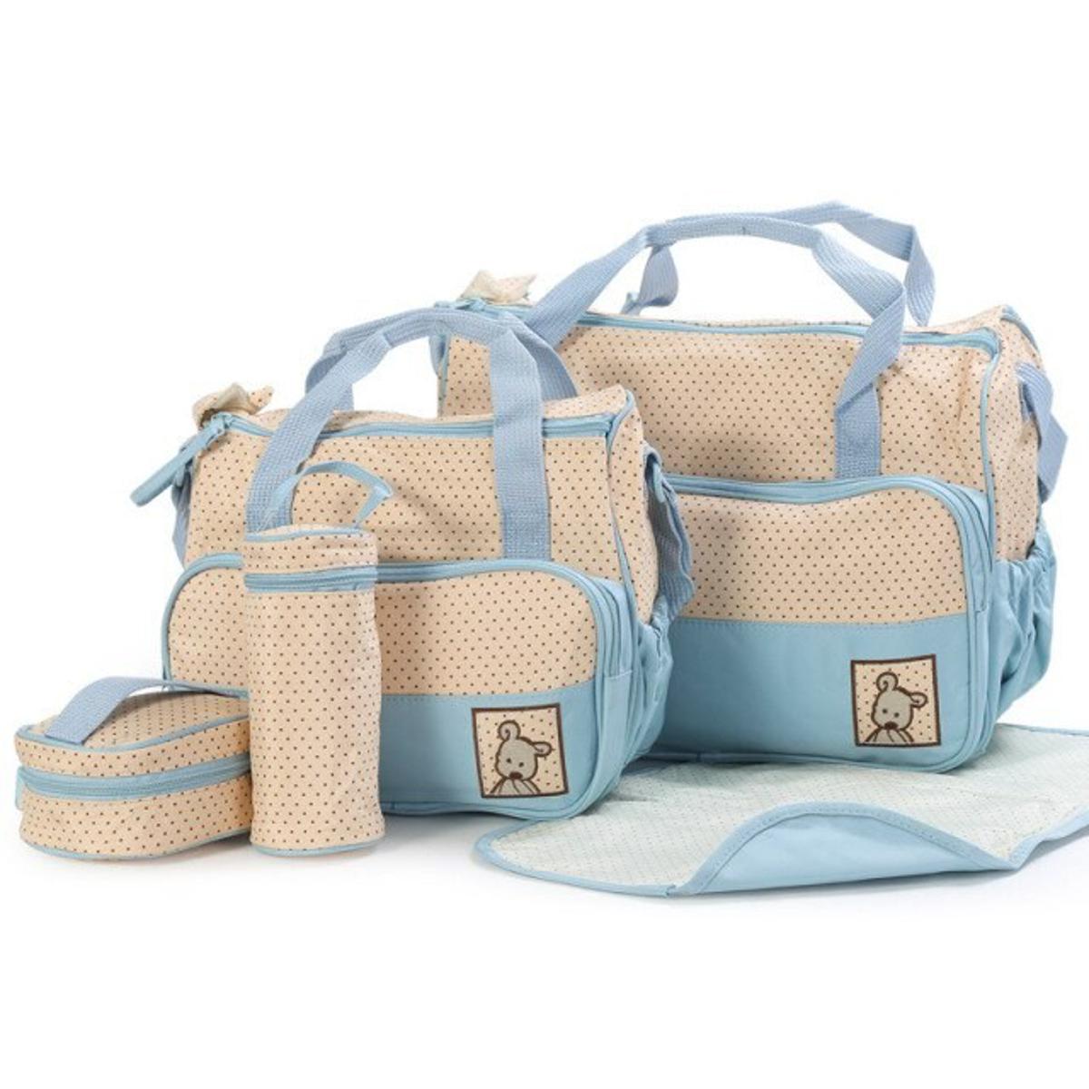 5PCS Set Diaper Bags Durable Nappy Bag Mummy Mother Baby Bag/ baby bags for mom With Bed Sheet, Feeder Cover, Diaper Bag