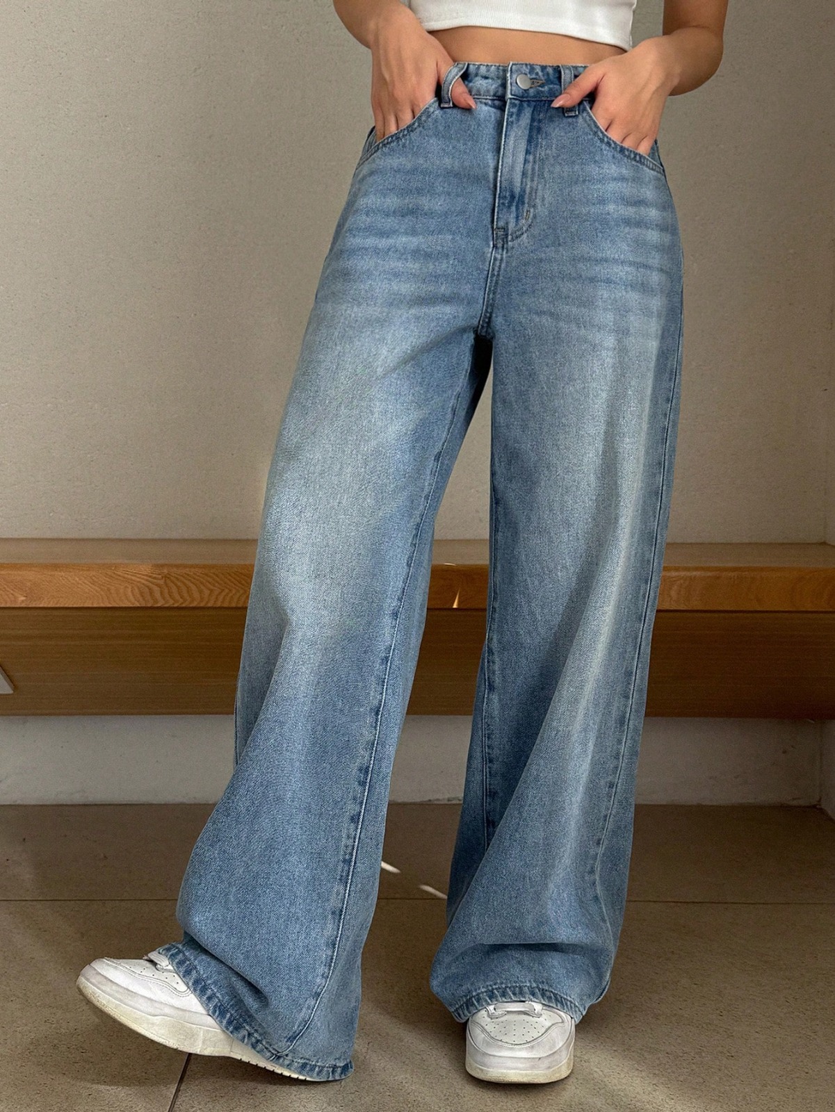 Wide Leg Baggy Relaxed Straight Loose Bottom denim jeans pants for woMen 26 to 46 waist