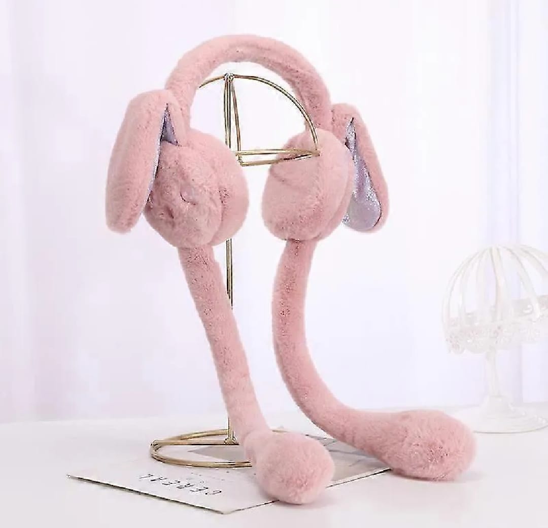 Trending Moving Bunny Ear Plush Earmuffs For Kids Winter Faux Fur Ear Muffs With Chu Chu Sound Warm Cold Weather Ear Protection for Girls, Boys & Women High Quality