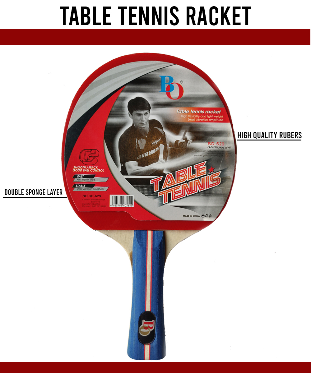 Blue Ocean Table Tennis Racket BO 629 – High-Performance Paddle for Competitive Play | Table Tennis Racket, Double Layered - One Piece