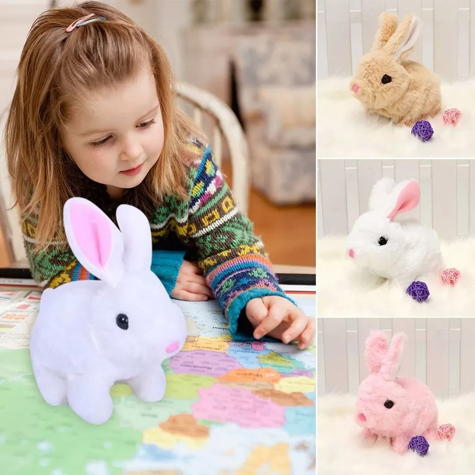 Electronic Plush Rabbit Toy Robot Bunny Walking Jumping Running Animal Shake Ears Cute Electric Pet for Kids Birthday Gifts