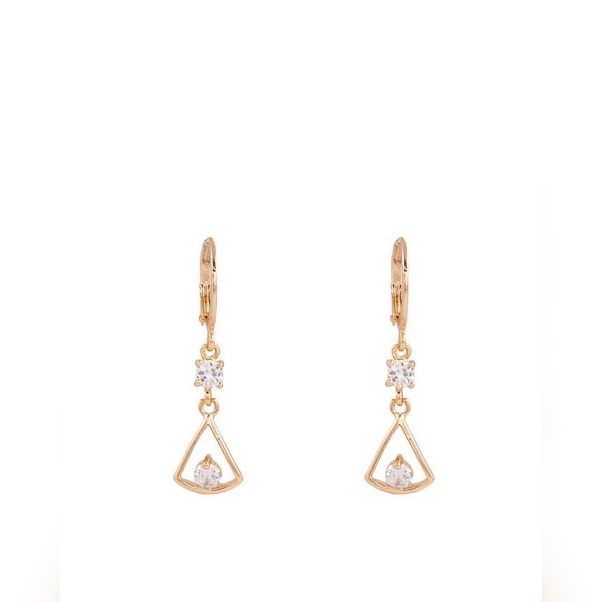 Golden Triangular-shaped Zircon Studded Earrings