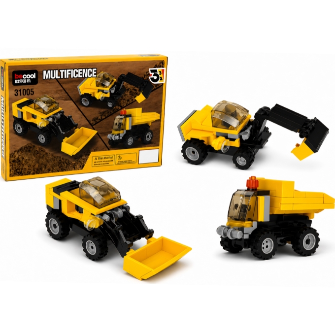 Multifigence 3-in-1 Construction Vehicle Building Blocks Set for Kids 6+ | DIY Builder Toy