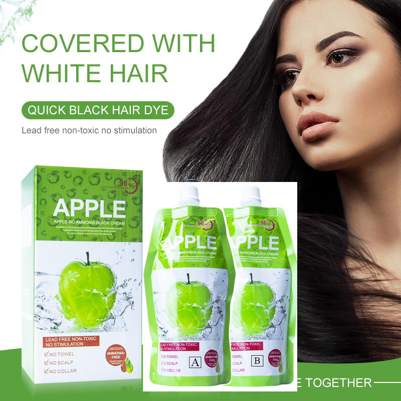 Original Apple Black Hair Color Fruit Extract Hair Dye Cream Gray Hair ...