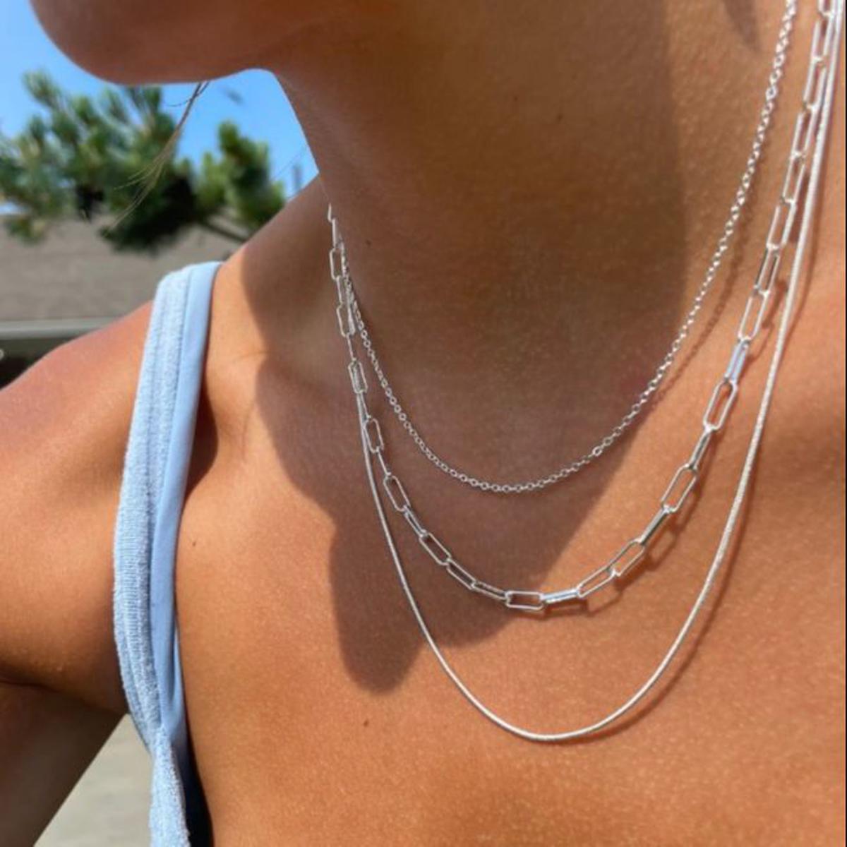 Necklace for Women Silver Alloy Bohemia 3 layer Necklace for Girls