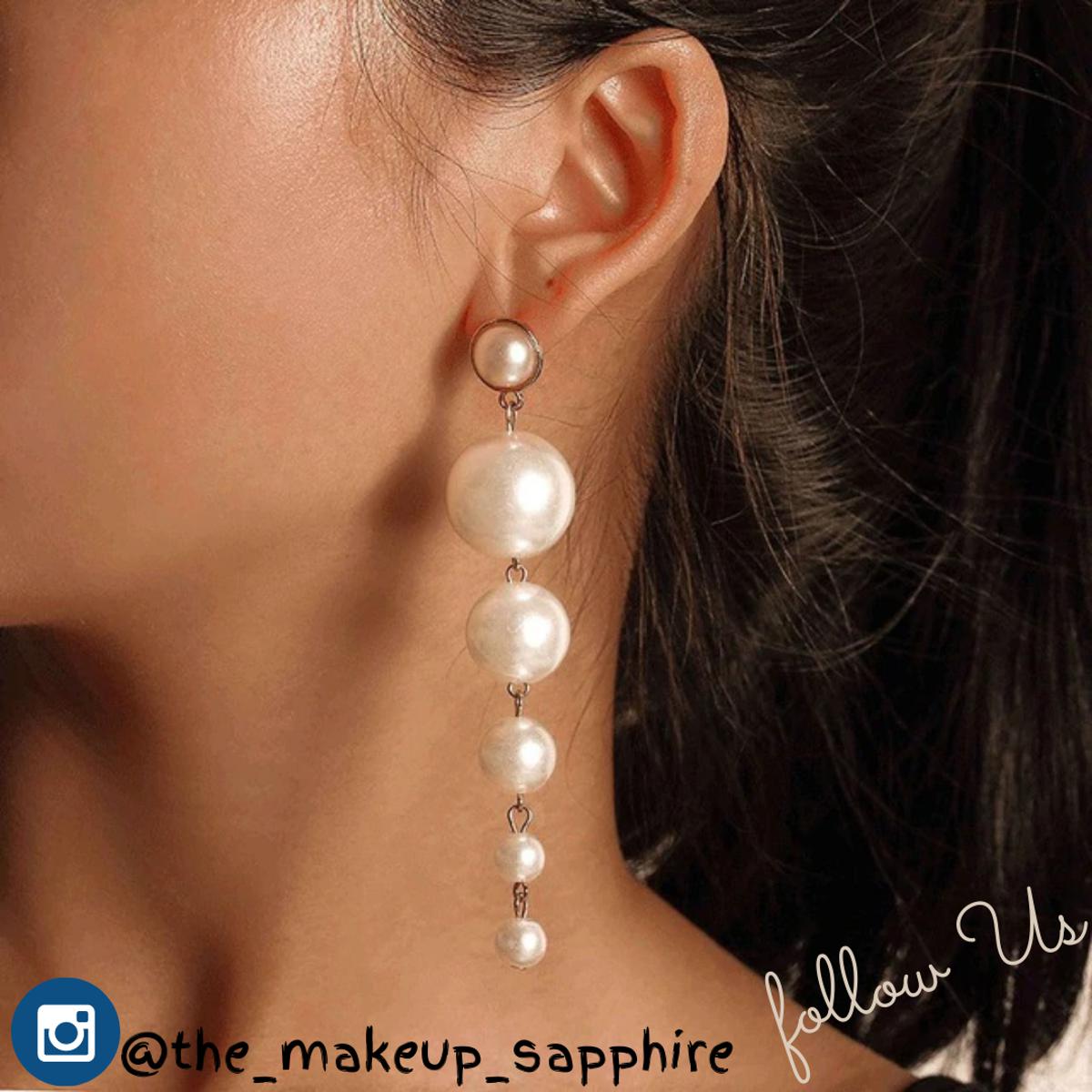 Acrylic Earrings Long Pearl Drop  Earrings for Women Beautiful Pearl Drop Earrings  Trendy Earring Soomas Jewels Earrings