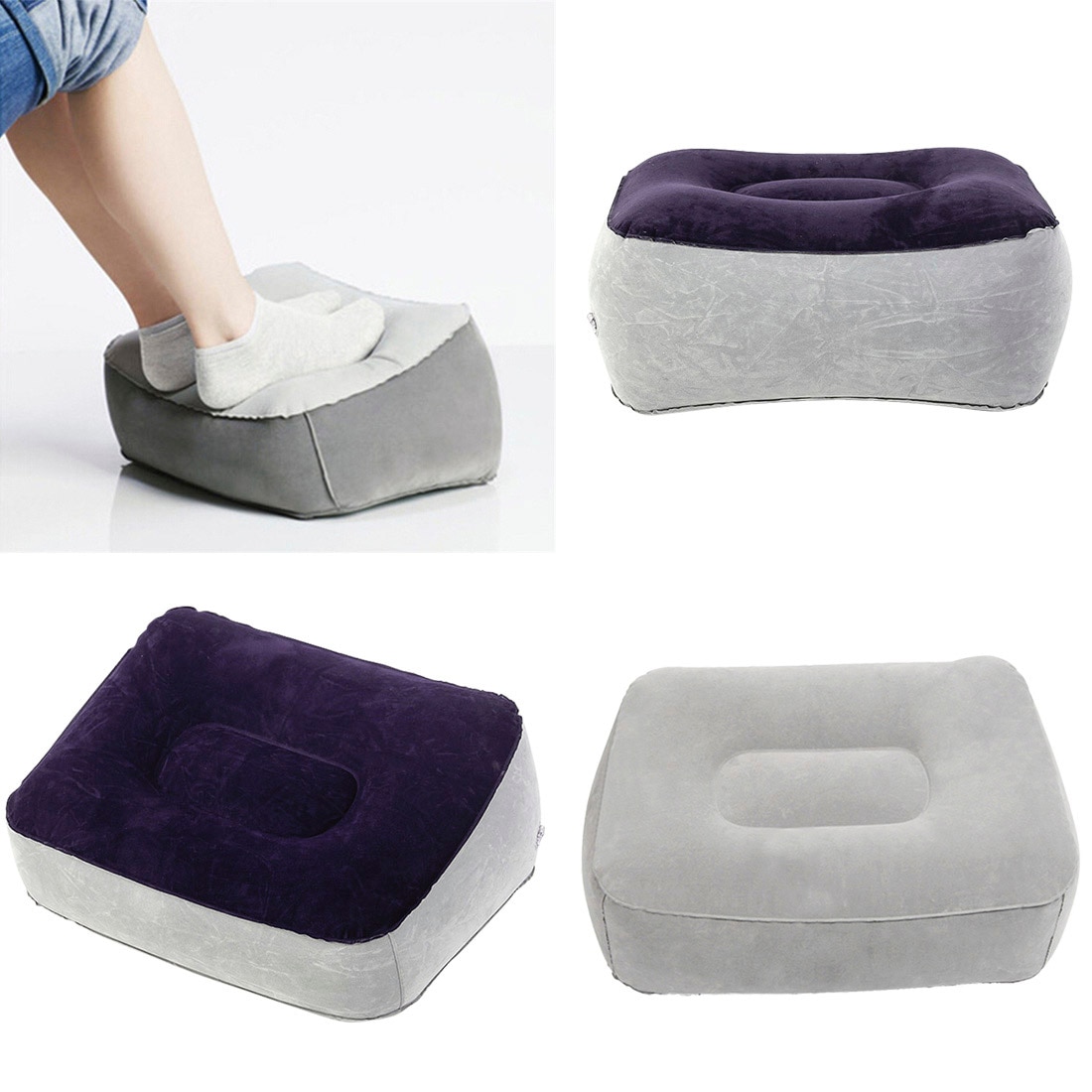 Soft Footrest Pillow PVC Inflatable Foot Rest Pillow Cushion Air Travel  Office Home Leg Up Relaxing Pillow