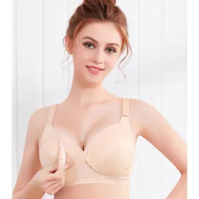 Maternity Button Bra Front open Cup For Women with Floral
