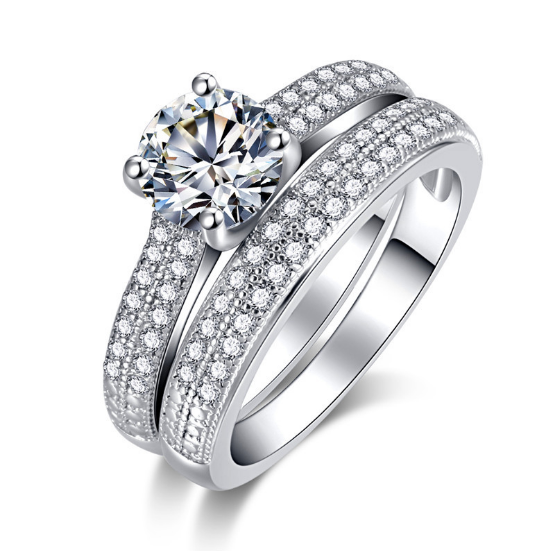 New Fashion Zircon Pair Finger Rings Couple Jewelry Engagement Bridal Wedding Gift Men Women