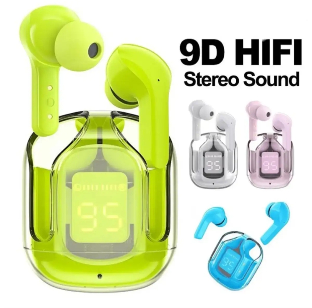 Air31 Earbuds Air 31 Wireless Earbuds Pods High Quality Touch Sensors True Stereo Headphones with Built in Mic Wireless Earbuds Charging Case Sport Headset for all Bluetooth Smart Devices Super Woofer Bass Transparent Body Air 31 Buds LED Display Stylishh price in Pakistan