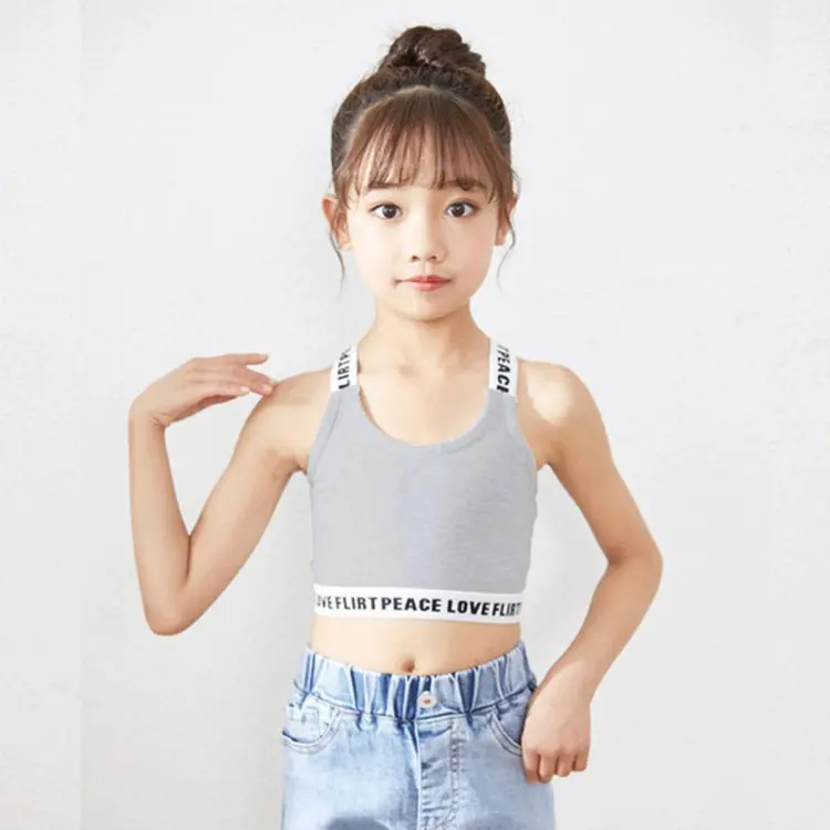 Cheap Girls Cotton Bra Puberty Teenage Breathable Kids Clothes Children  Vest Training Bra