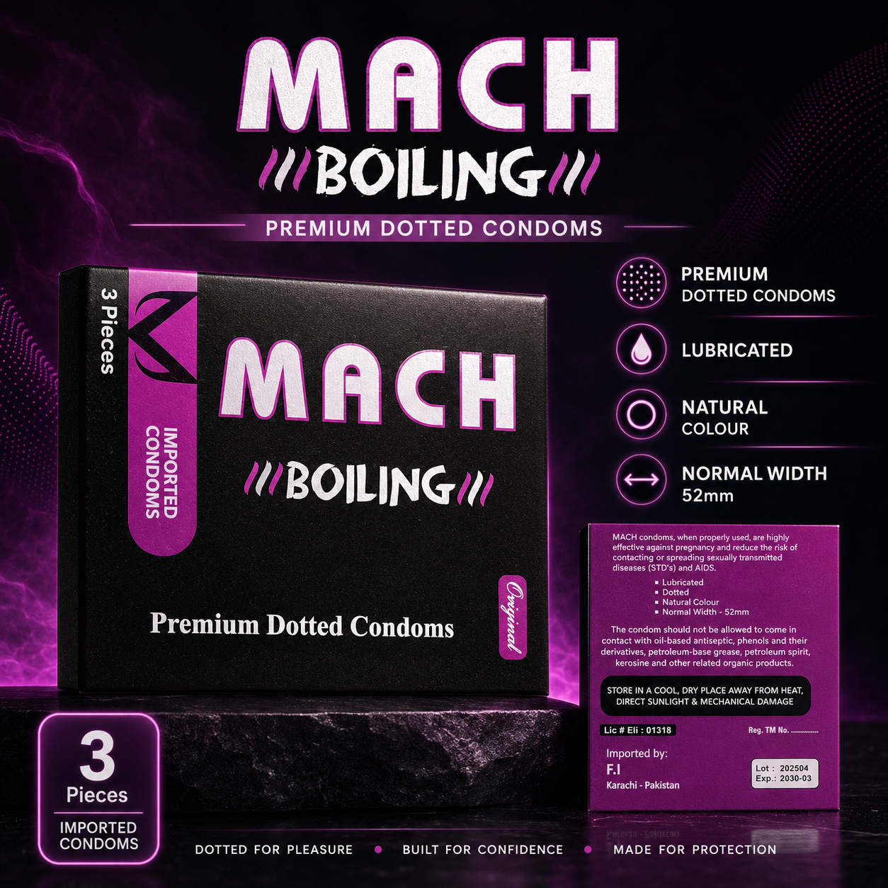 Macho Boiling Premium Dotted Condoms - 3 Pieces