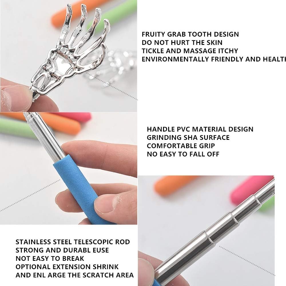 Small Adjustable Portable Foldable Extendable Back Scratcher, Metal Stainless Steel Telescoping Itching Hand Stick Tool