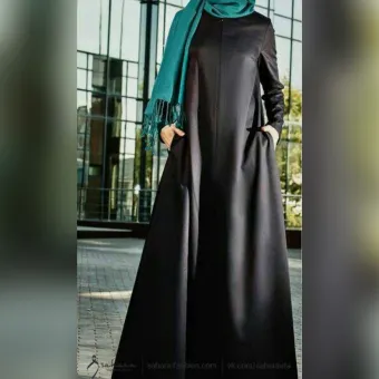 BLACK NIDA SILK ZIP FRONT OPEN ABAYA 