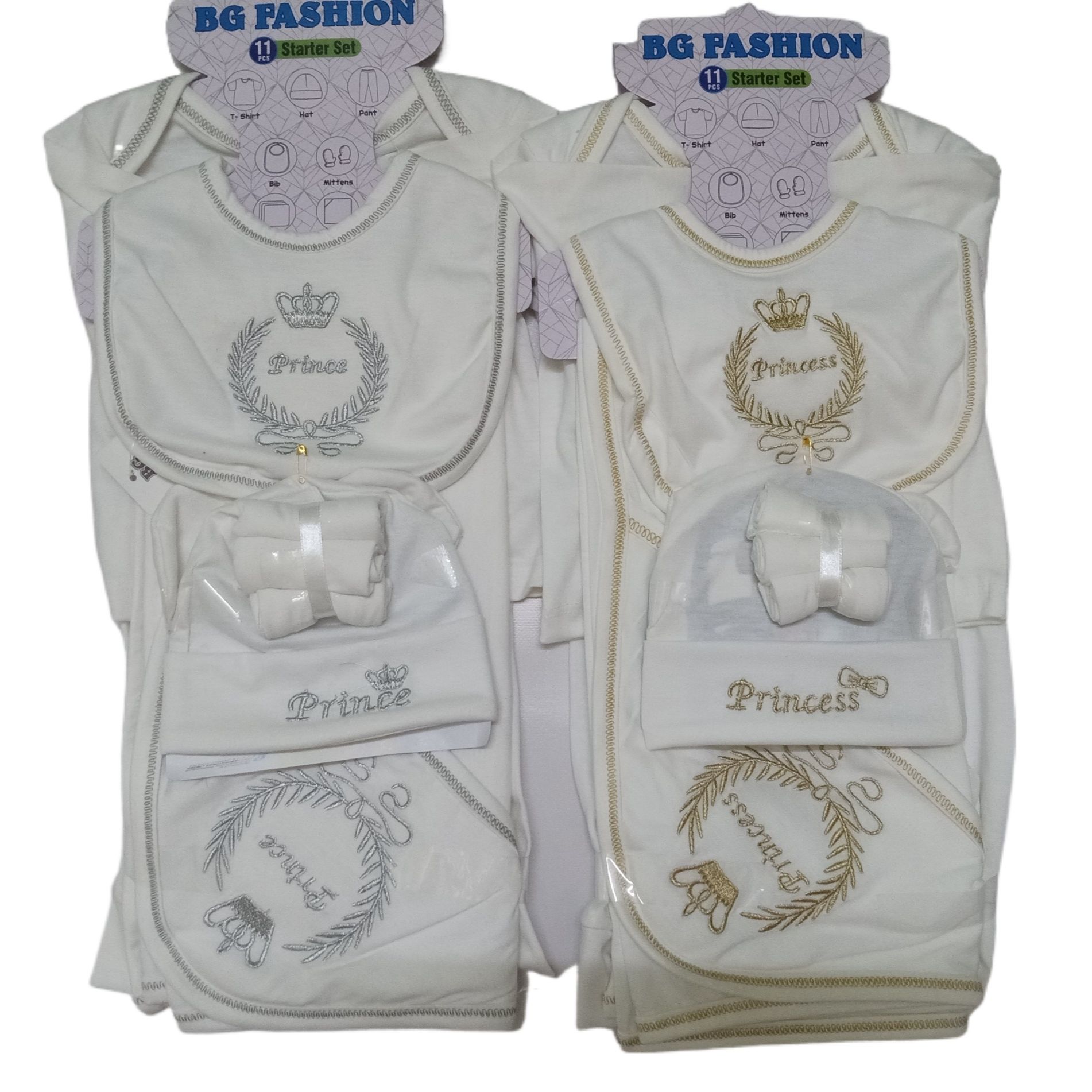 Newborn 11pcs Baby Prince and Princess Clothes Gift Set White