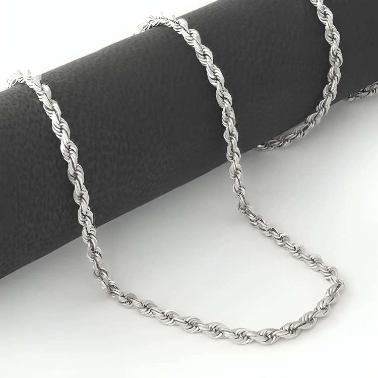 Silver Hollow Rope Necklace Chain Genuine Real Solid 45cm Chain For Men & Girl