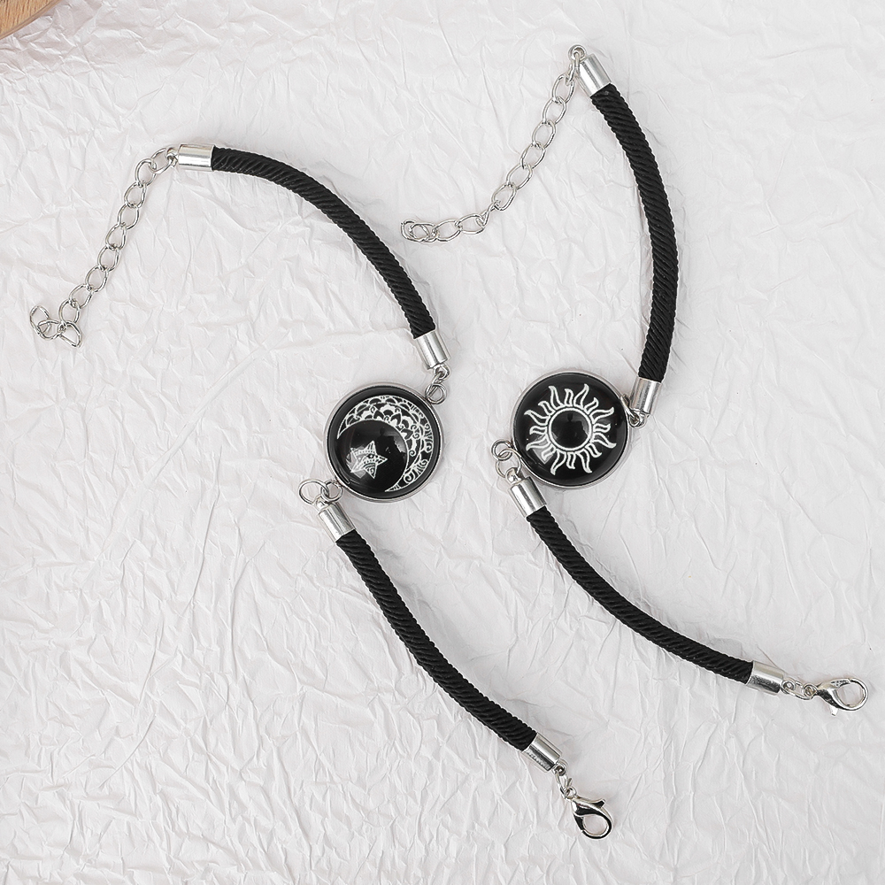 2pcs Sun and Moon Lovers Time Gem Luminous Couple Bracelet