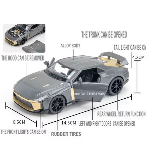 1:32 Nissan GT-R50 Diecast Model Car | Metal Body | Pull Back | Collectible Toy view 8
