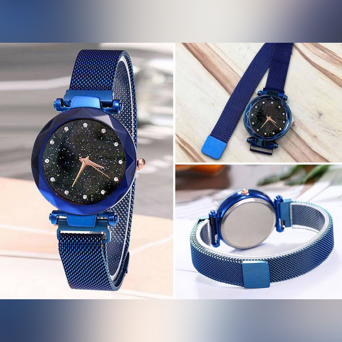 Girls Quartz Watch Magnetic Buckle Ladies Wristwatch Women Fashion Starry Sky Magnetic Mesh Steel Strap Chain Girl Clock Waches