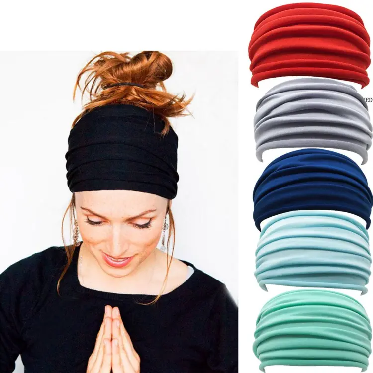 Yoga Headband, Fashionable Wide Band Sweatband With Stretch, For Fitness,  Running, Hiking