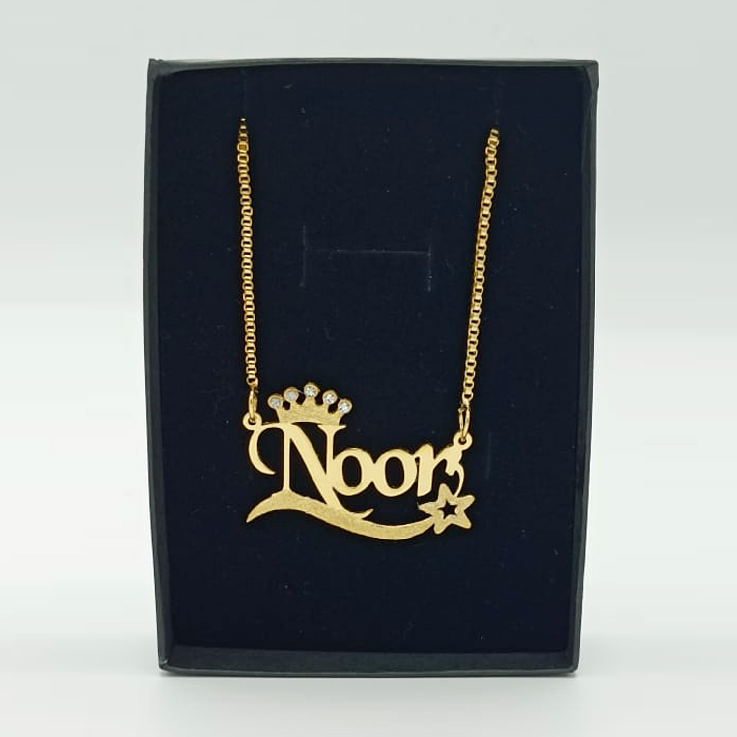 Noor Name Locket Personalized/Customized Crown With Stone/Star - Main Image