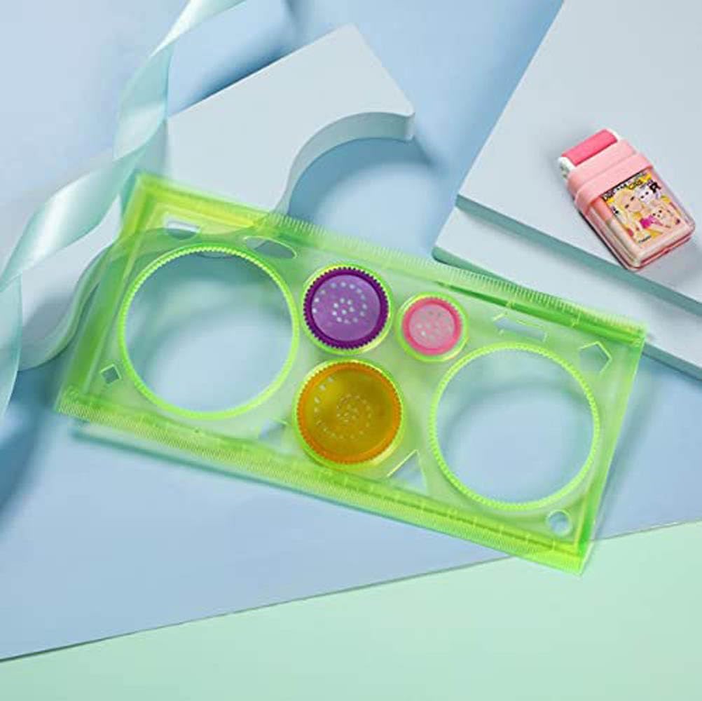 Pack of 4 New Spirograph Geometric Ruler Stencil Design Ruler Set Spiral Art Classic Toy Spirograph Scale