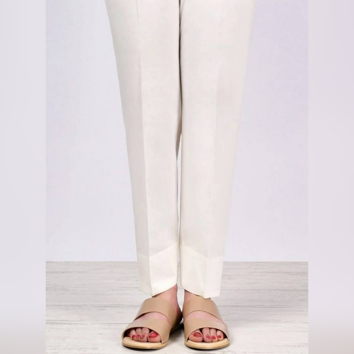 White Plain Straight Trouser,Pants 