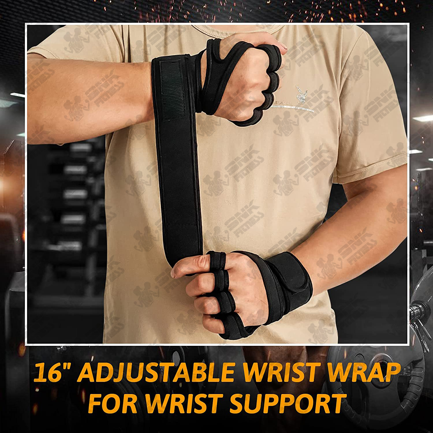 SNK Fitness GYM GLOVES Weight Lifting Gloves Fitness Gloves With Wrist Support, Gym Workout,Weightlifting & Fitness-Leather Padding