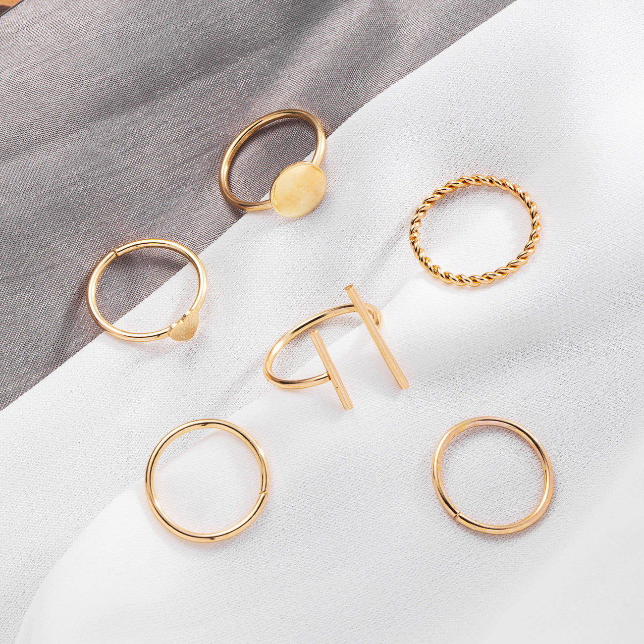 6 Pcs Rings Set for Girls Rose Gold Stylish Simple Mid Finger Ring Best Gift For Girls High  Quality Set of 6 Rings Universal size Korean Style ring set, rings sets