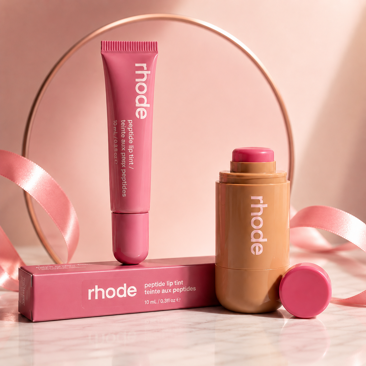 Rhode Lipgloss & Pocket Blush Duo Set – Rhode Lip Gloss Hydrating Long Lasting Non Sticky Lip Tint Plumping Lip Peptide Oil Gloss Glass Shine Finish Moisturizing Lip Balm Rhode Lipgloss & Pocket Blush Tint Blush Stick Moisture Liquid Blush Long Lasting