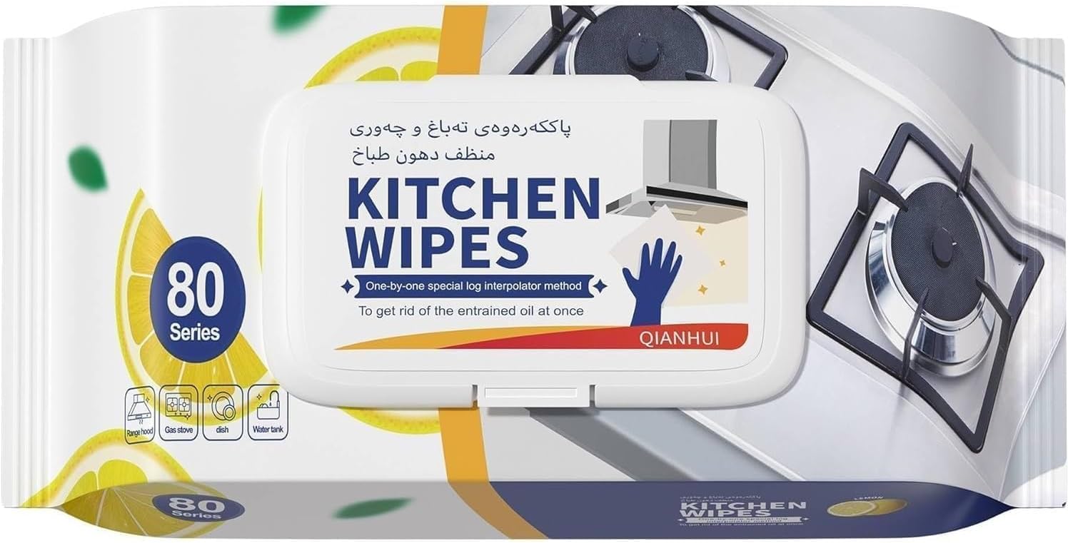 80 Pcs Kitchen Cleaning Wipes Lemon Scent – Effective Cleaning &Amp; Removing Grease &Amp; Stains