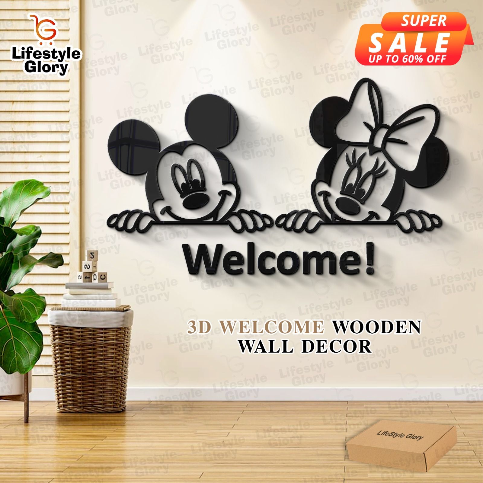 EVENTO Welcome Here 3d Wooden Wall Decor Ideas | 3D Laser Cut DIY Design Wooden Wall Decoration Items for Home Decor and Living Room | Room Decoration Items for Wall | Decoration Piece for Bedrooms Offices and for Gift Items | Wall Decore Decorating Items