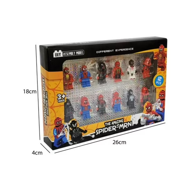 12 Pcs Spider-Man Building Blocks Minifigures Toy Set - Superhero Action Figures