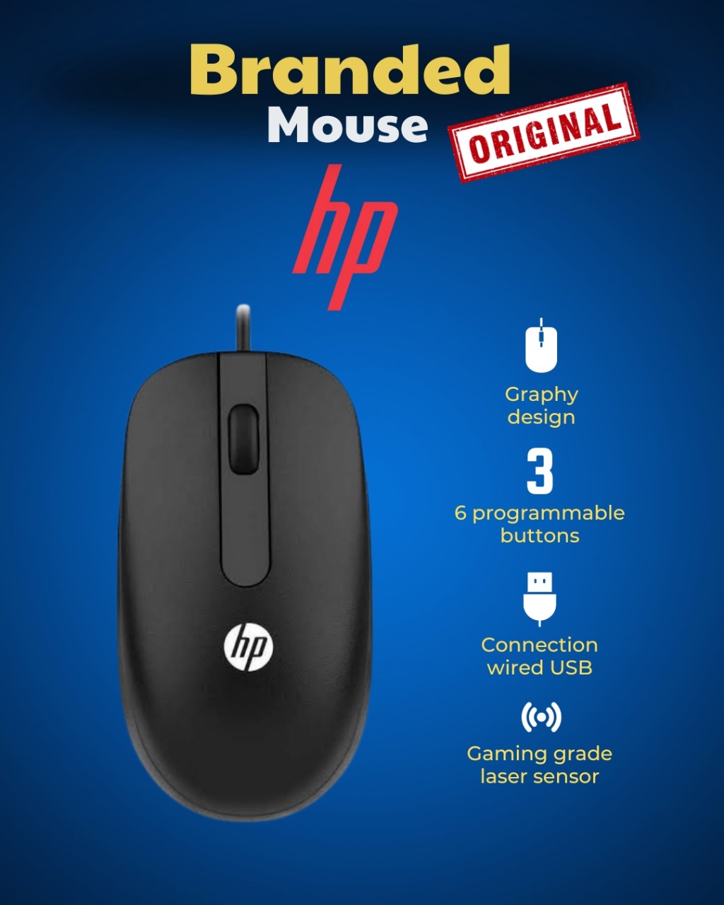 Dell, HP, Fujitsu Wired Mouse - High-Performance USB Mouse | 3 Programmable Buttons | Gaming-Grade Sensor | Smooth & Fast Cursor Movement | Lightweight & Comfortable | Ideal for Work & Gaming | Universal Compatibility