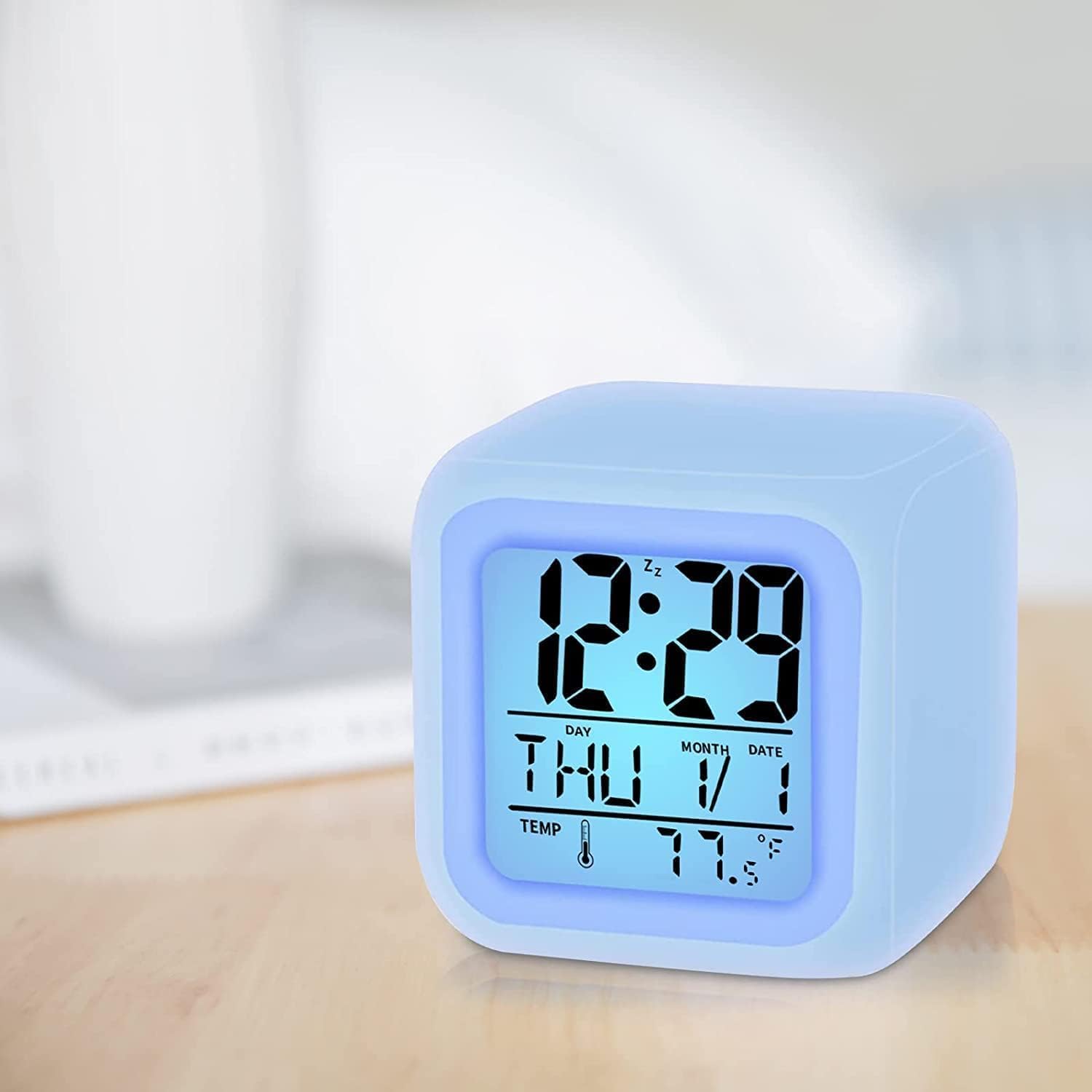 Study Alarm Clock LED Change Digital Glowing Night Light Bedroom
