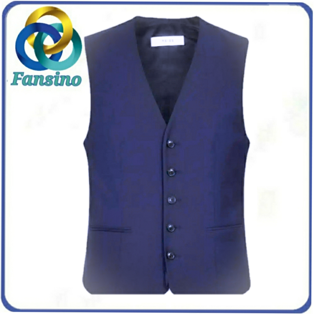 Blue Waistcoat By Fansino | V-Neck Waist Coat For Men