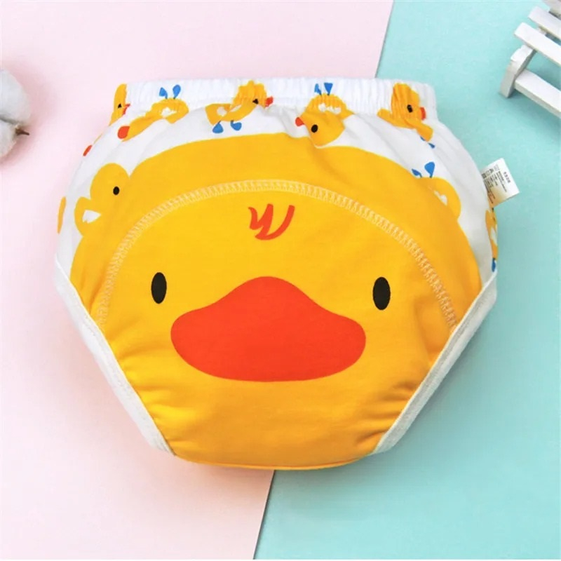 1 Pcs Baby Washable 6 Layers Baby Cloth Diaper Reusable Cotton Elastic Waist Cloth Diapers 0-18KG Nappy learning pants (Random colors)