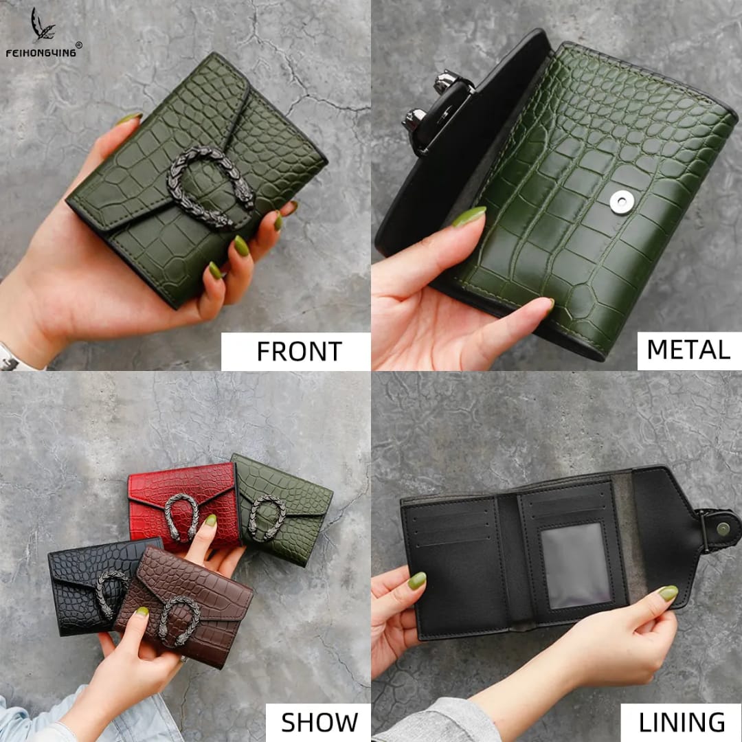 Crocodile Pattern PU Leather Tri-Fold Wallet