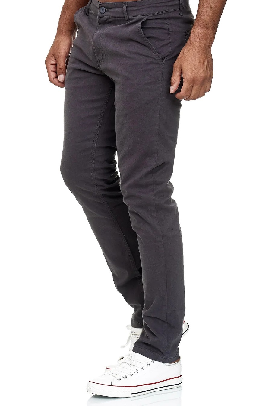 Men's Stretchable Chino Pants Full Length Regular Fit in Solid Colors