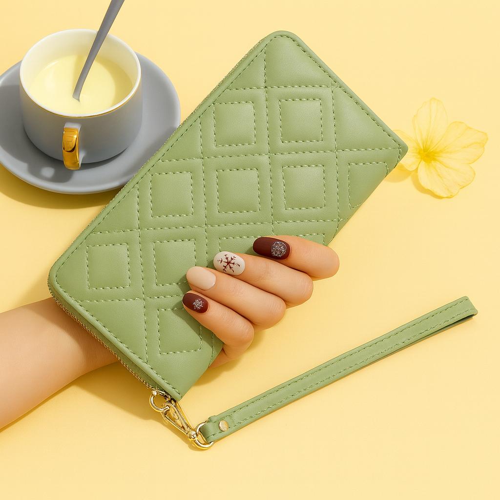[100% Pure Leather Women Clutch Holder]-Meeting Love Casual Clutch Long Wallet Women PU Leather Zipper Coin Purse Card Holder Casual Clutch Holder For Women , Ladies And Girls