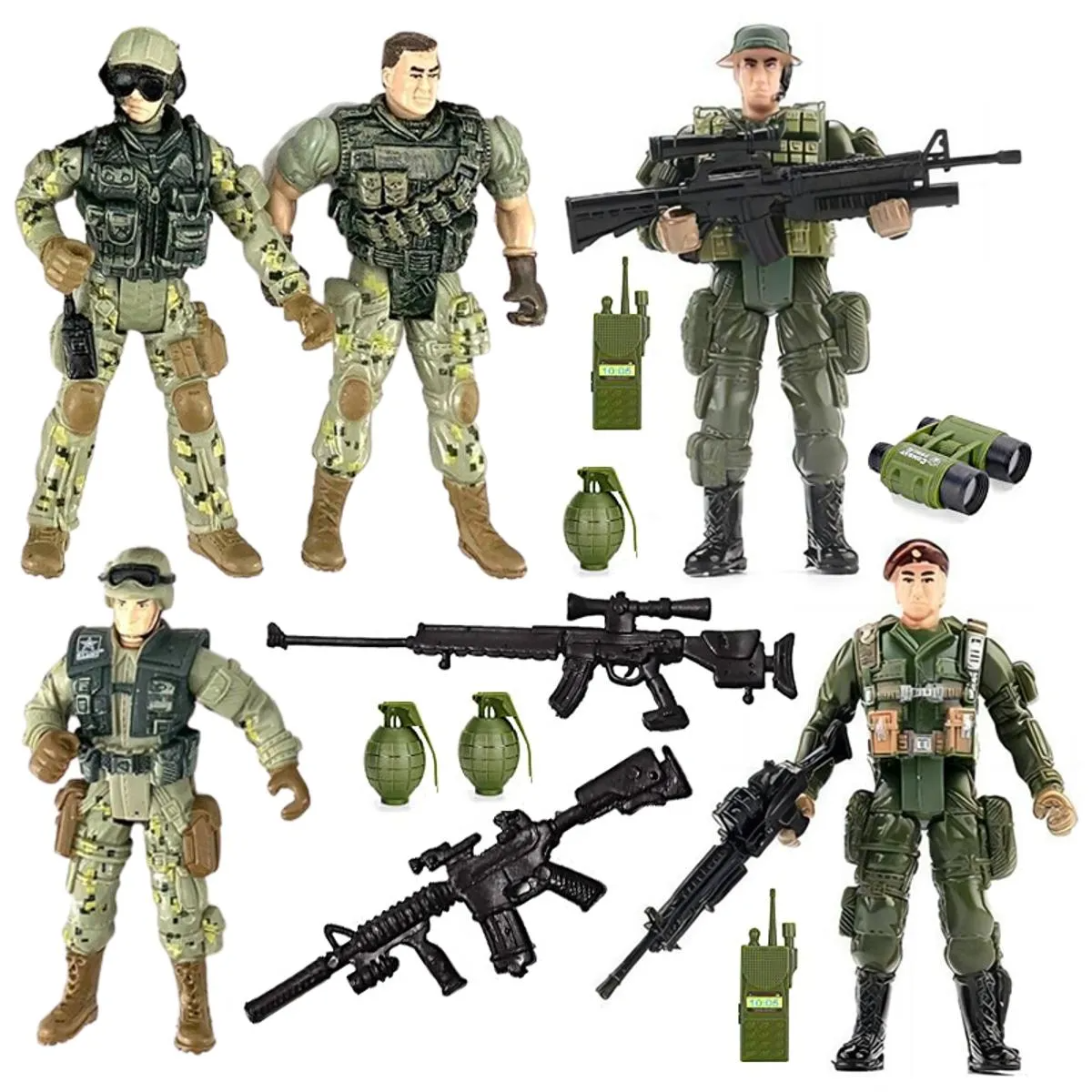 5 pcs Pack of Military Action Figure Play Set for Kids - Army Men Soldiers Toys for Boys and Girls
