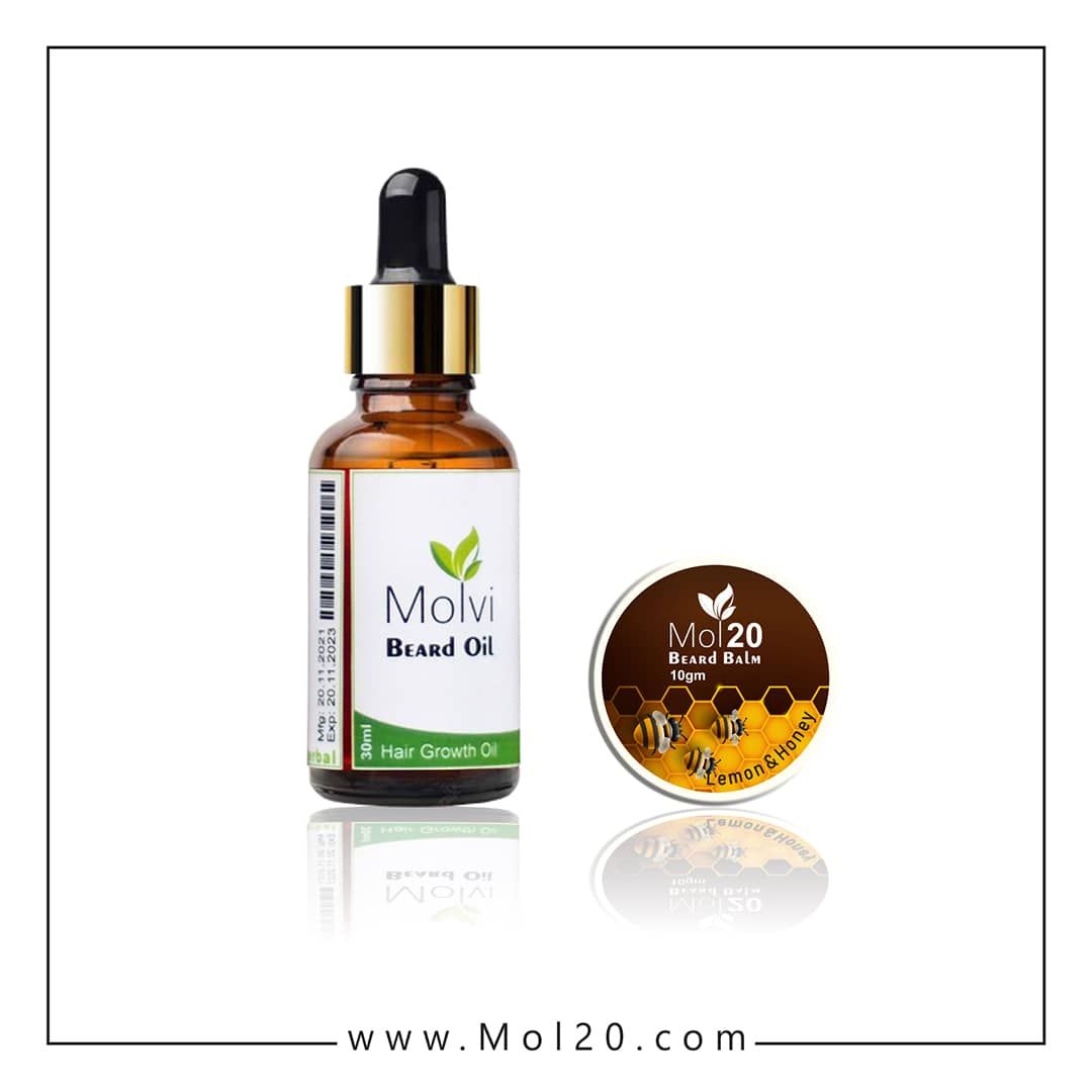 Mol20 Beard Oil – 30ml Dropper + Beard Balm Honey & Lemon - 10gm