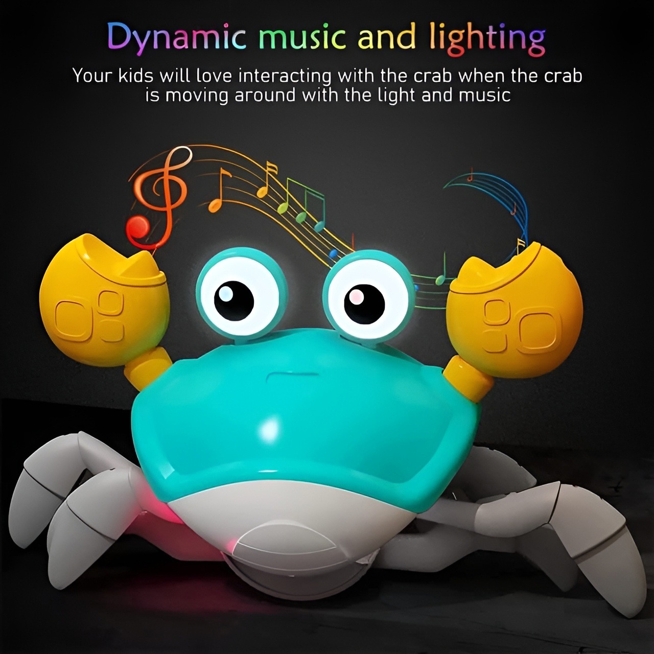Dancing Crab Toy for Babies Crawling Interactive Escape Crabs Walking Dancing with Music Automatically Avoid Obstacles Toys Rechargeable With USB Cable - Best Gifts For Toddlers - Free Delivery - Crawling Toy