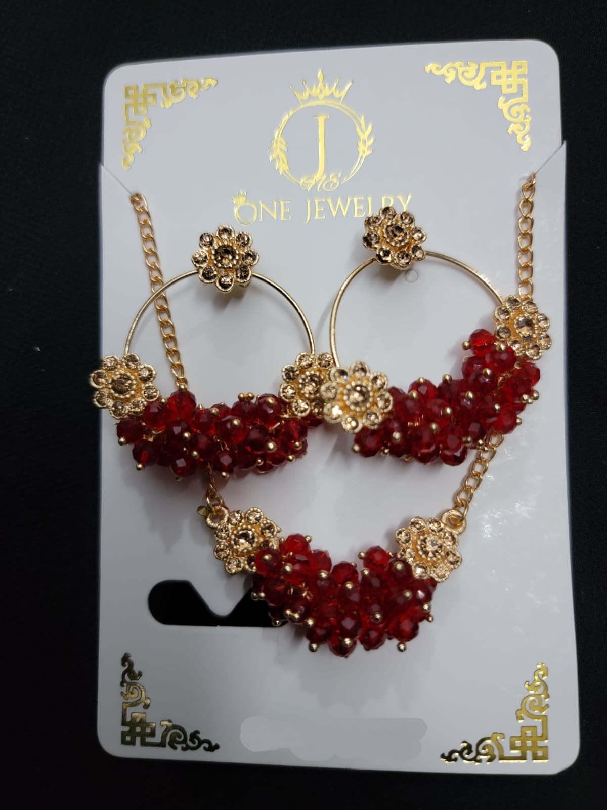 Trendy Gold Chain Pearl Earrings & Pendant Set